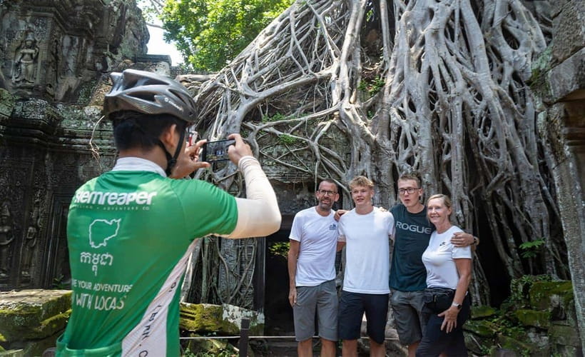 Cycle Angkor Backroad Bike Tour / E-Bike or Tuk Tuk - Angkor Thom: elephant gate and the faces of Bayon