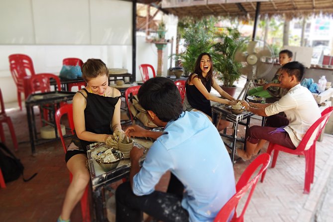 Siem Reap Pottery Making and Draw 3 mugs. - A Wheel, A Palette, and Real Cambodian Craft Skills